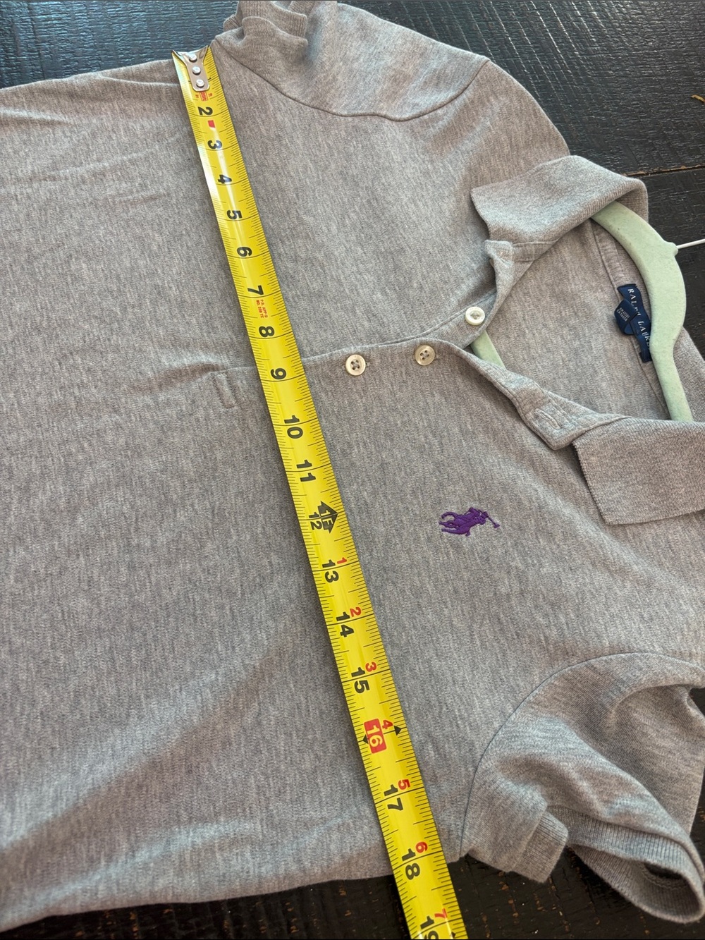 Ralph Lauren Partial Button Down Collared Mini Shirt Dress Grey size Medium - Picture 9 of 10